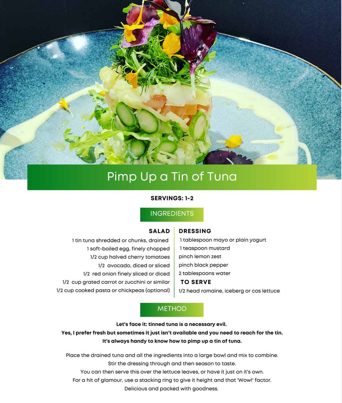 Pimp up a tin of tuna...grab this recipe for yourself!