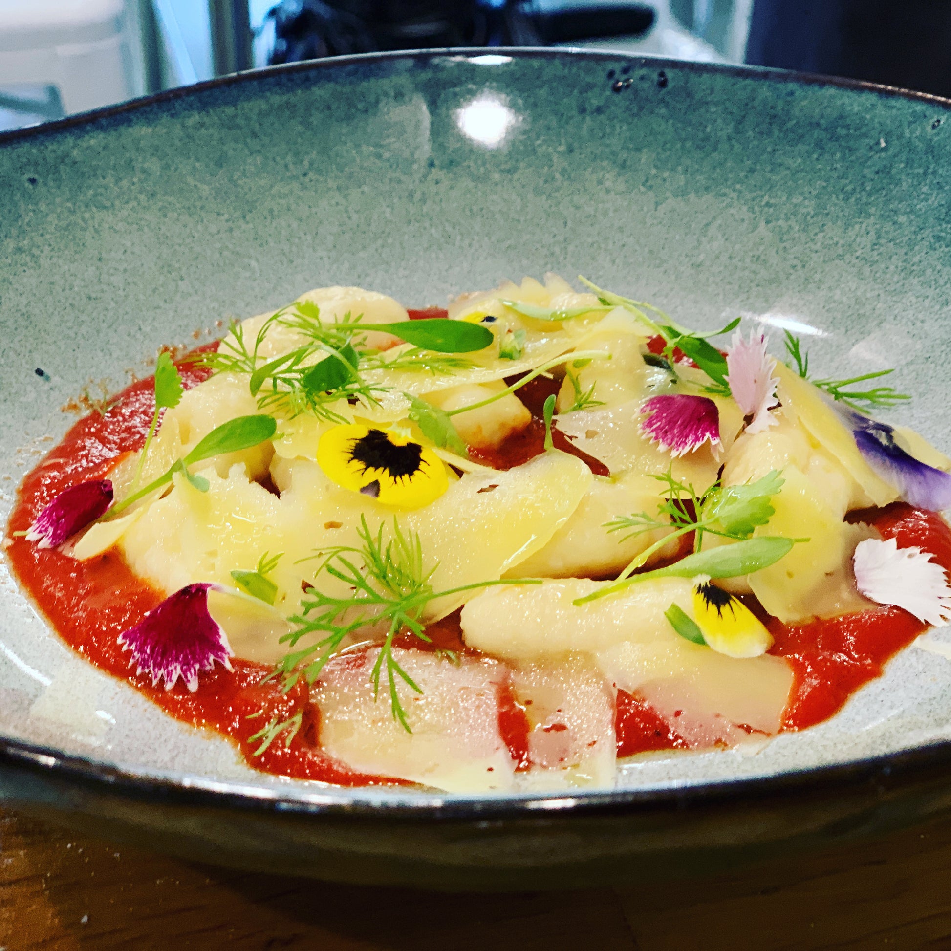 Gnocchi and sugo with burnt butter sage and petals